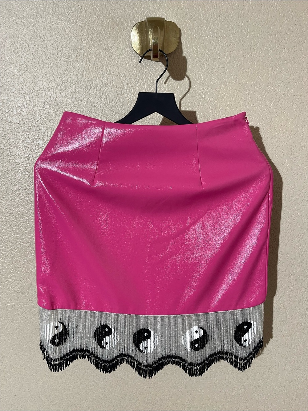 Staud Faux Leather Yin Yang Mini Skirt size 6